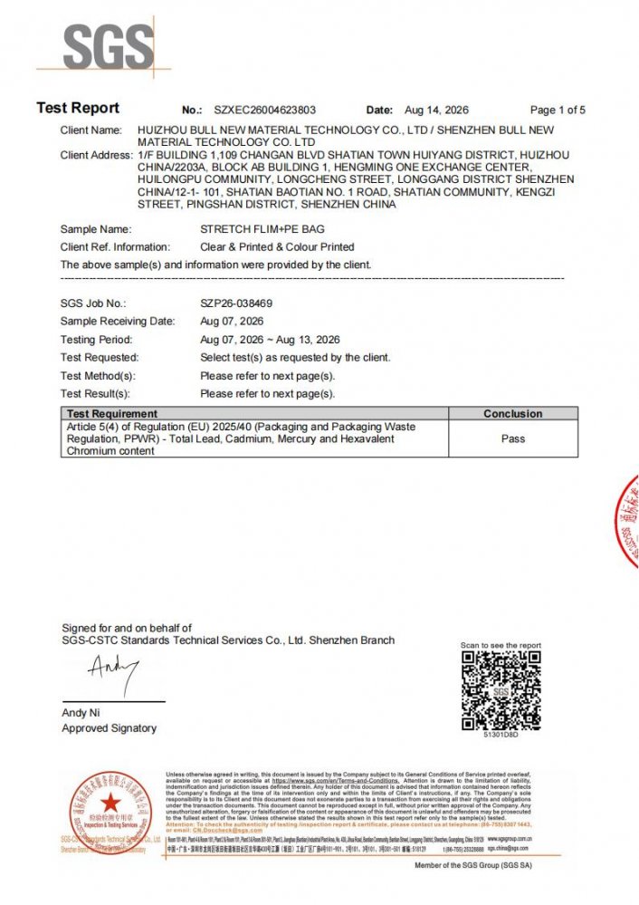 Heavy metals test report(Stretch film)